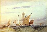 Richard Parkes Bonington Paintings - Shipping Off the Coast of Kent by Richard Parkes Bonington